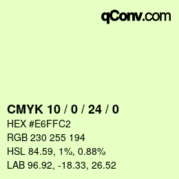 Color code: CMYK 10 / 0 / 24 / 0 | qconv.com