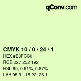 カラーコード: CMYK 10 / 0 / 24 / 1 | qconv.com