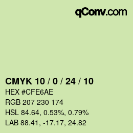 カラーコード: CMYK 10 / 0 / 24 / 10 | qconv.com