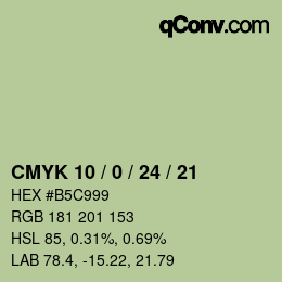 カラーコード: CMYK 10 / 0 / 24 / 21 | qconv.com