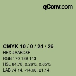 Farbcode: CMYK 10 / 0 / 24 / 26 | qconv.com