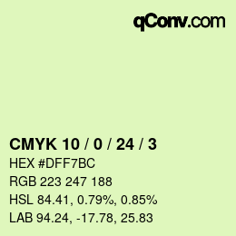 Color code: CMYK 10 / 0 / 24 / 3 | qconv.com