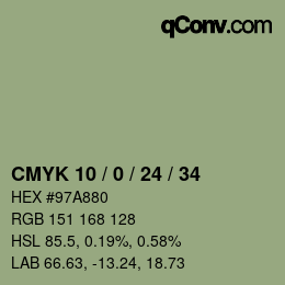 颜色代码: CMYK 10 / 0 / 24 / 34 | qconv.com