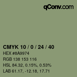 Color code: CMYK 10 / 0 / 24 / 40 | qconv.com