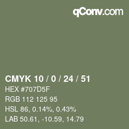 颜色代码: CMYK 10 / 0 / 24 / 51 | qconv.com