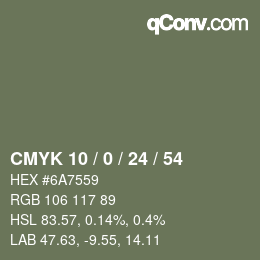 颜色代码: CMYK 10 / 0 / 24 / 54 | qconv.com
