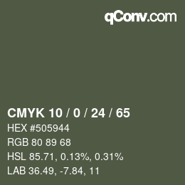 Color code: CMYK 10 / 0 / 24 / 65 | qconv.com