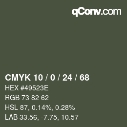 カラーコード: CMYK 10 / 0 / 24 / 68 | qconv.com