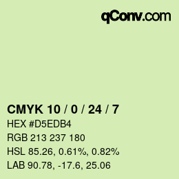 颜色代码: CMYK 10 / 0 / 24 / 7 | qconv.com