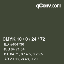 颜色代码: CMYK 10 / 0 / 24 / 72 | qconv.com