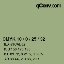 カラーコード: CMYK 10 / 0 / 25 / 32 | qconv.com