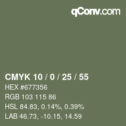Color code: CMYK 10 / 0 / 25 / 55 | qconv.com