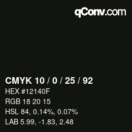 Color code: CMYK 10 / 0 / 25 / 92 | qconv.com