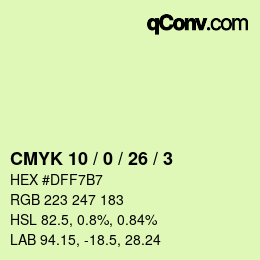 颜色代码: CMYK 10 / 0 / 26 / 3 | qconv.com