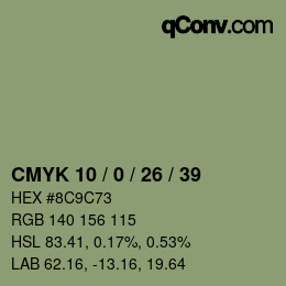 Color code: CMYK 10 / 0 / 26 / 39 | qconv.com