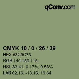 カラーコード: CMYK 10 / 0 / 26 / 39 | qconv.com
