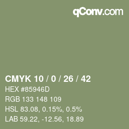 颜色代码: CMYK 10 / 0 / 26 / 42 | qconv.com