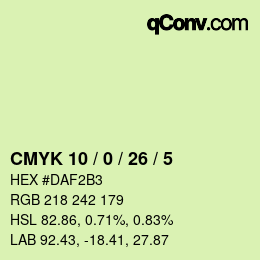 カラーコード: CMYK 10 / 0 / 26 / 5 | qconv.com