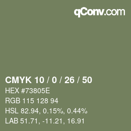 カラーコード: CMYK 10 / 0 / 26 / 50 | qconv.com