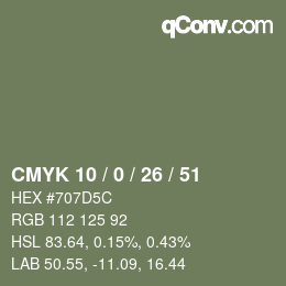 颜色代码: CMYK 10 / 0 / 26 / 51 | qconv.com