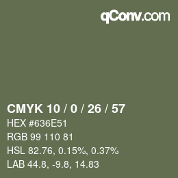 カラーコード: CMYK 10 / 0 / 26 / 57 | qconv.com