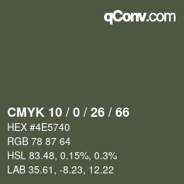 颜色代码: CMYK 10 / 0 / 26 / 66 | qconv.com