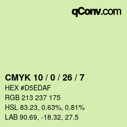 Color code: CMYK 10 / 0 / 26 / 7 | qconv.com