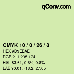 Color code: CMYK 10 / 0 / 26 / 8 | qconv.com
