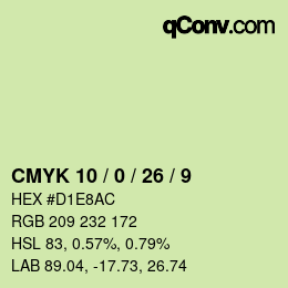 颜色代码: CMYK 10 / 0 / 26 / 9 | qconv.com