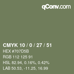 Color code: CMYK 10 / 0 / 27 / 51 | qconv.com