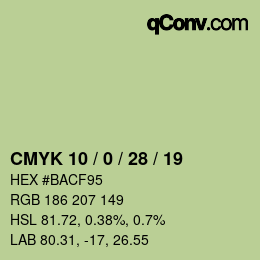 Color code: CMYK 10 / 0 / 28 / 19 | qconv.com