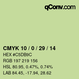 Color code: CMYK 10 / 0 / 29 / 14 | qconv.com