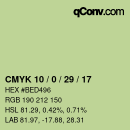 Color code: CMYK 10 / 0 / 29 / 17 | qconv.com