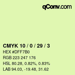 Color code: CMYK 10 / 0 / 29 / 3 | qconv.com