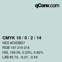 カラーコード: CMYK 10 / 0 / 2 / 14 | qconv.com