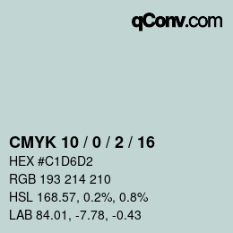 カラーコード: CMYK 10 / 0 / 2 / 16 | qconv.com