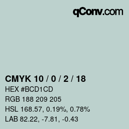 Color code: CMYK 10 / 0 / 2 / 18 | qconv.com
