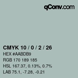 颜色代码: CMYK 10 / 0 / 2 / 26 | qconv.com