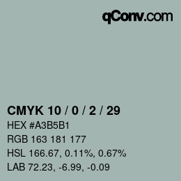 カラーコード: CMYK 10 / 0 / 2 / 29 | qconv.com