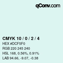 Farbcode: CMYK 10 / 0 / 2 / 4 | qconv.com