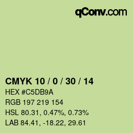 颜色代码: CMYK 10 / 0 / 30 / 14 | qconv.com