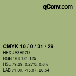 Color code: CMYK 10 / 0 / 31 / 29 | qconv.com