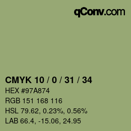 颜色代码: CMYK 10 / 0 / 31 / 34 | qconv.com