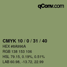 カラーコード: CMYK 10 / 0 / 31 / 40 | qconv.com