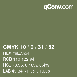 Color code: CMYK 10 / 0 / 31 / 52 | qconv.com