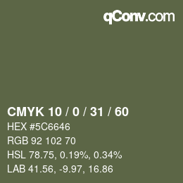 カラーコード: CMYK 10 / 0 / 31 / 60 | qconv.com