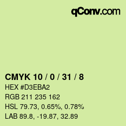 カラーコード: CMYK 10 / 0 / 31 / 8 | qconv.com