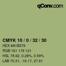 颜色代码: CMYK 10 / 0 / 32 / 30 | qconv.com
