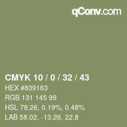 カラーコード: CMYK 10 / 0 / 32 / 43 | qconv.com