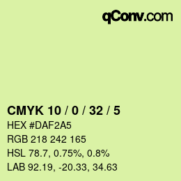 カラーコード: CMYK 10 / 0 / 32 / 5 | qconv.com